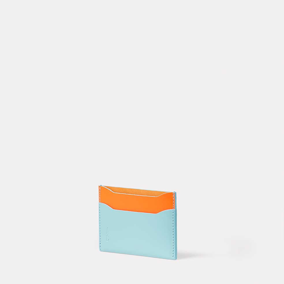 Waste You Want Tri-Colour Pete Leather Card Holder in Blue
