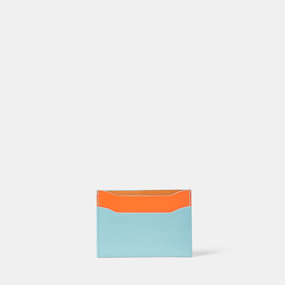 Waste You Want Tri-Colour Pete Leather Card Holder in Blue