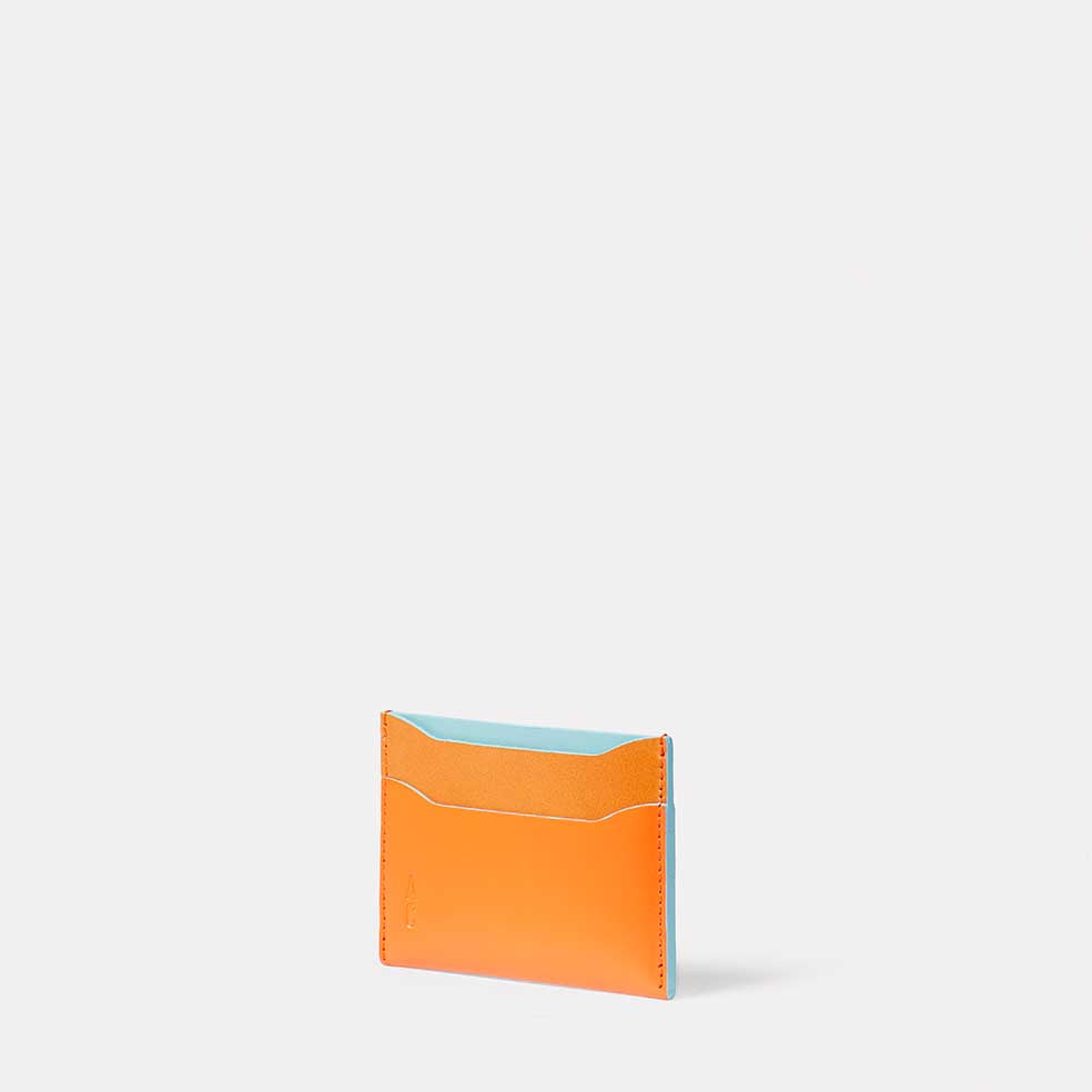 Waste You Want Tri-Colour Pete Leather Card Holder in Orange