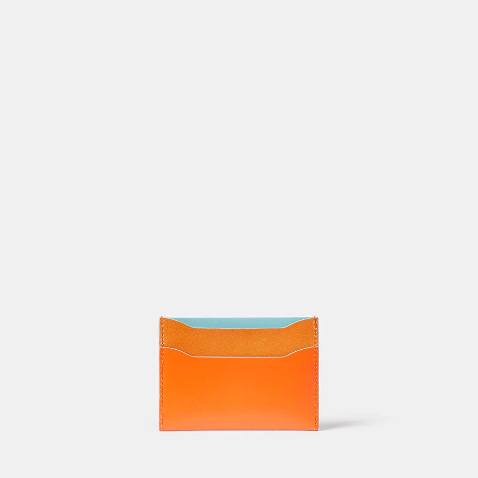 Waste You Want Tri-Colour Pete Leather Card Holder in Orange