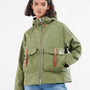 Ally Capellino x Barbour Tip Waxed Cotton Jacket in Army Green on Model