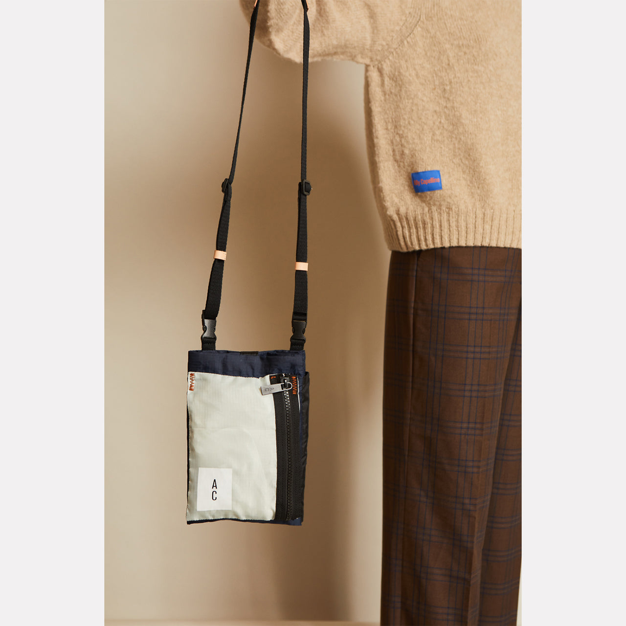 Herve Packable Pouch in Navy and Grey