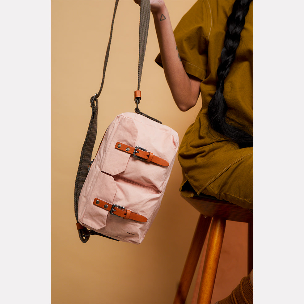 Franco Waxed Cotton Crossbody Bag in Light Pink Ally Capellino