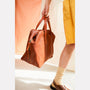 close up detail Jago Bowler Calvert Leather Bag in Red Wood